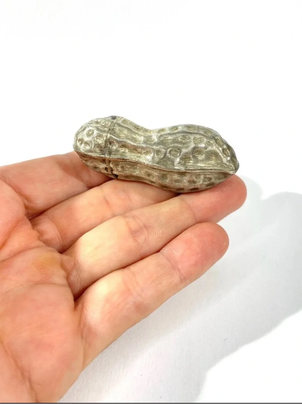 Mexican Sterling Peanut Pill Box - Lunt Sterling Silver